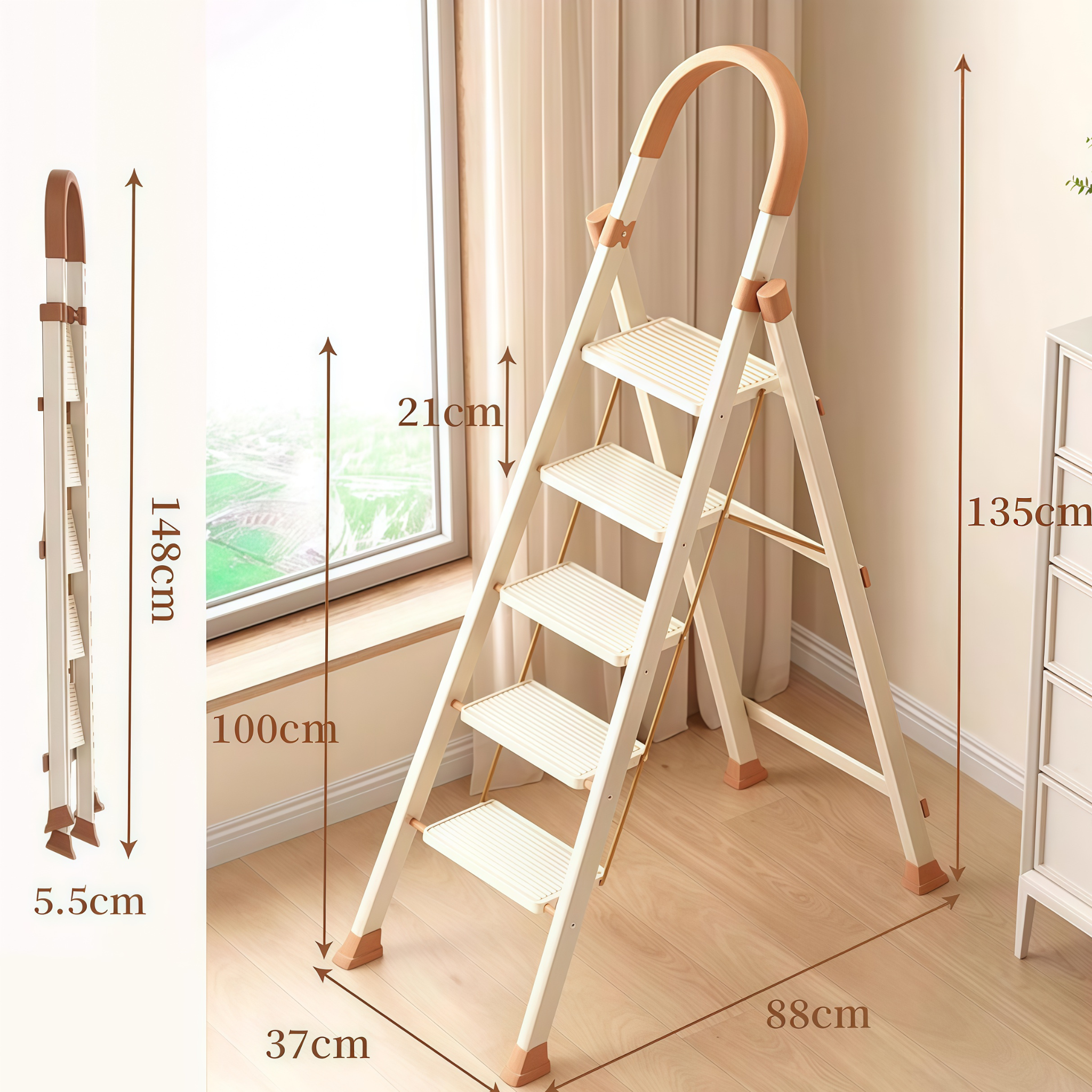Folding Household Step Ladder, Multi Step Aluminium Ladder