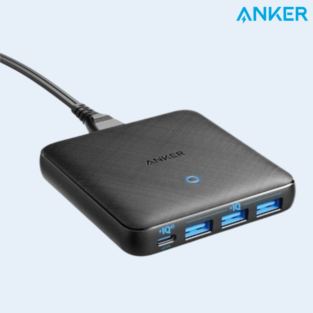 Anker PowerPort Atom 3 Slim 65W - 4-Port High-Speed Multi-Port Fast Charging Station