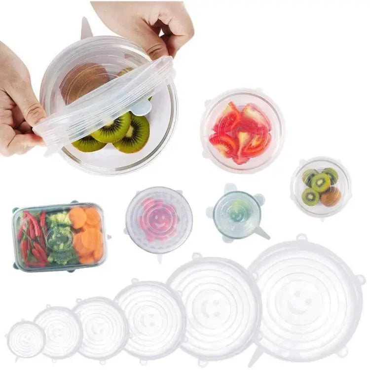6 Pcs/Set Stretchable Reusable Silicone Lid Food Storage Covers