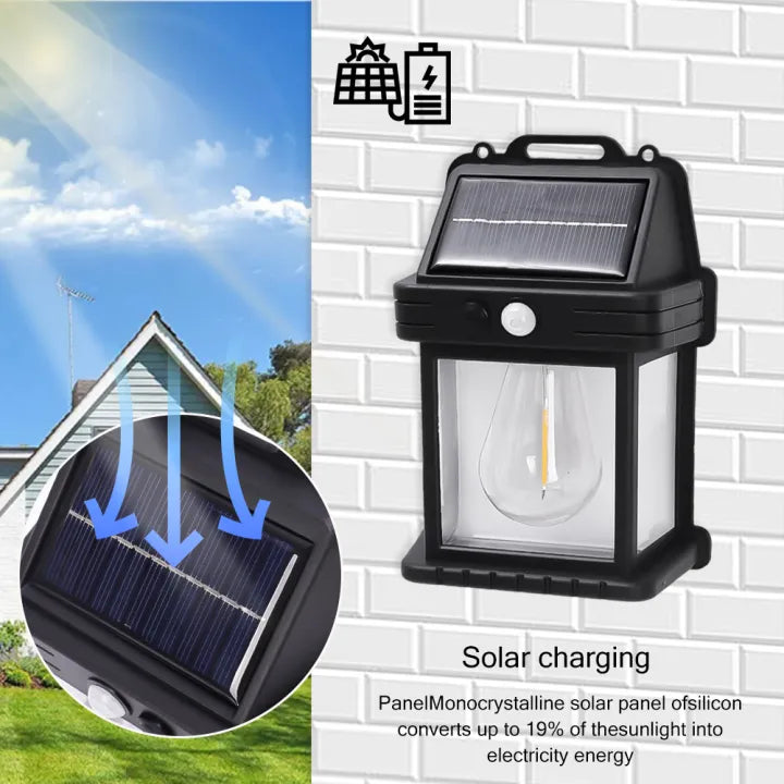 Solar Outdoor Wall Lamp, IP65 Waterproof Vintage Style Solar Light