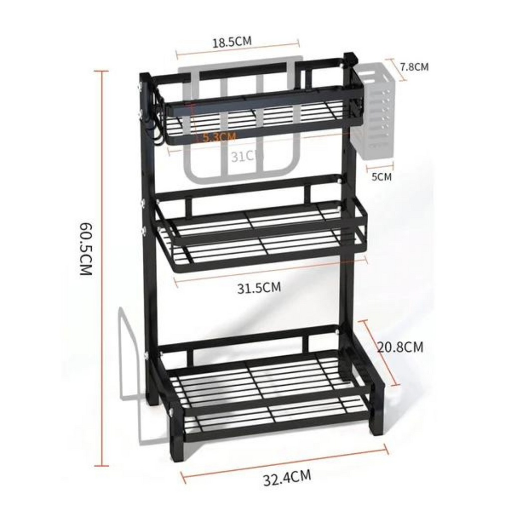3 Tier Stainless Steel Kitchen Countertop Spice Rack