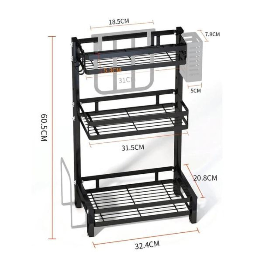3 Tier Stainless Steel Kitchen Countertop Spice Rack