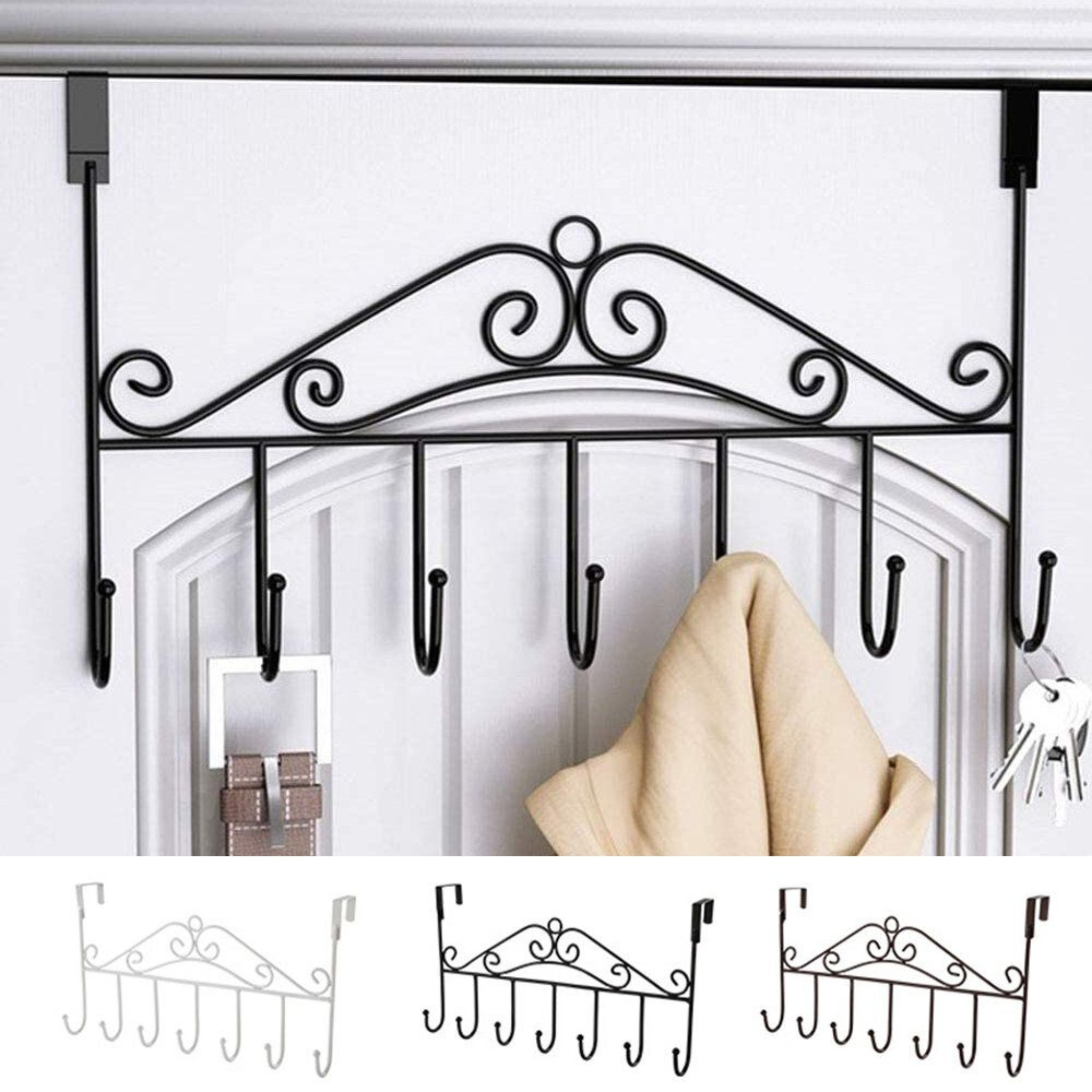 Space Saving 7 Hooks Stainless Steel Door Back Clothes Hanger