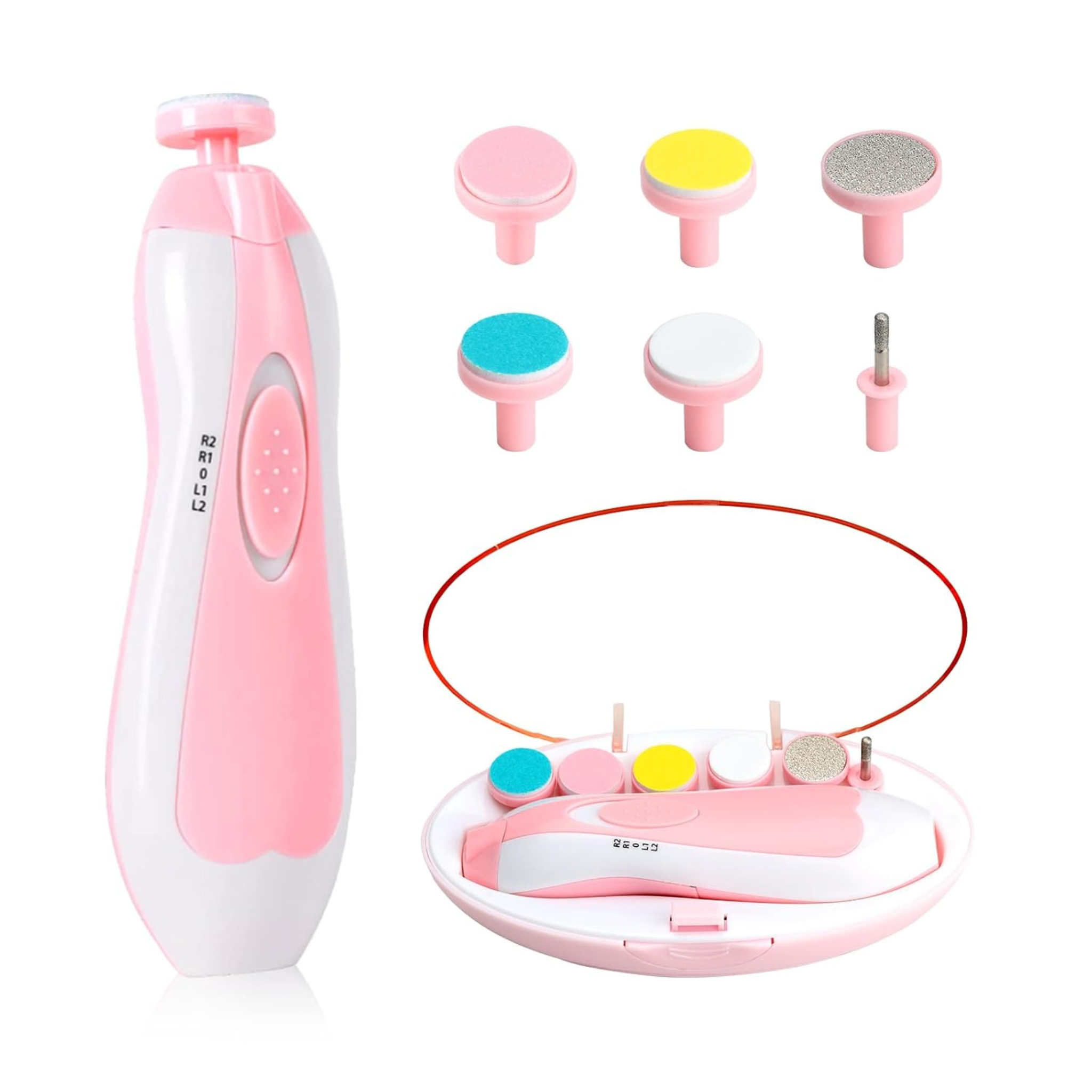 Electric Baby Nail Trimmer Set with 6 Grinding Heads