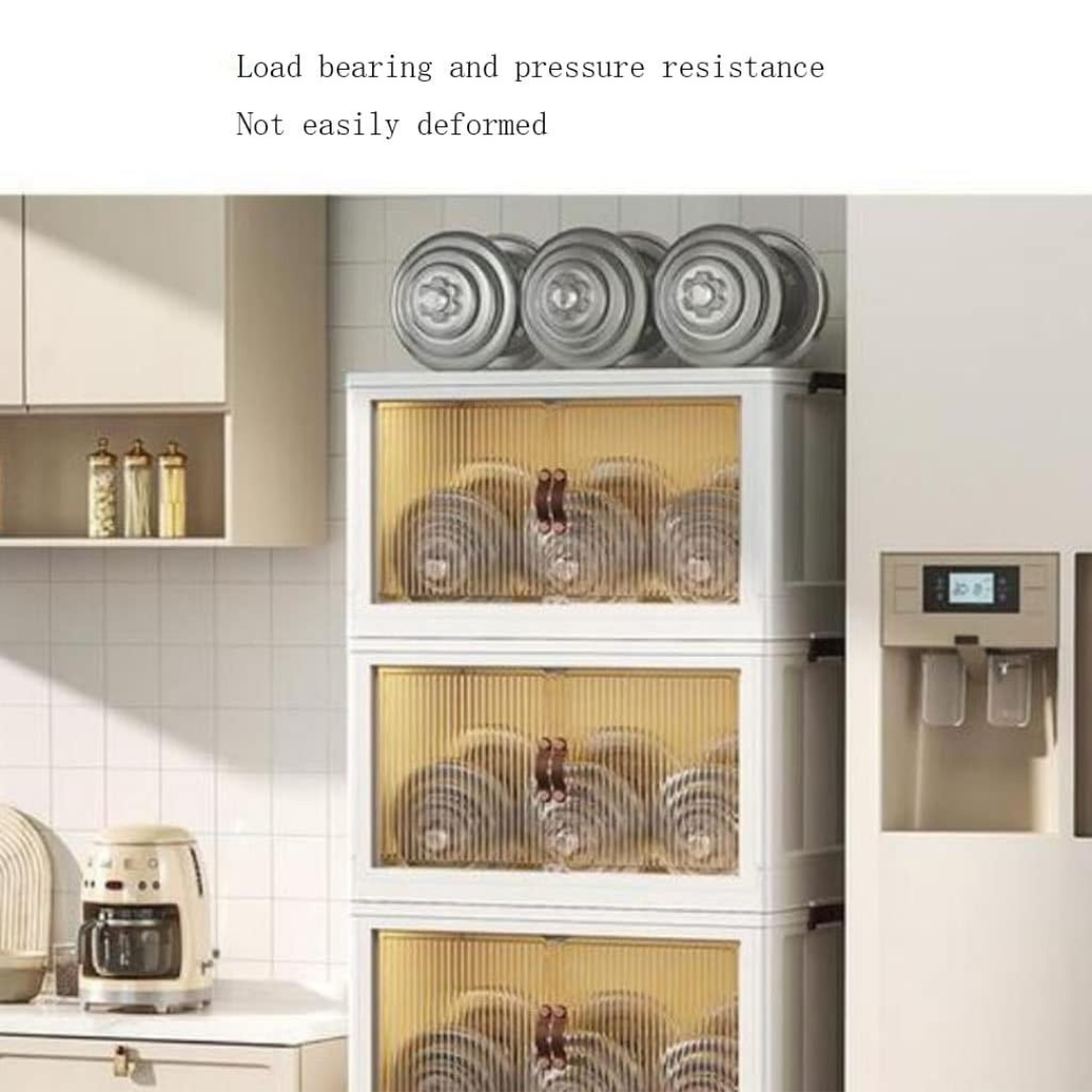 Multi-Layer Stackable Portable Folding Storage Cabinet with Wheels