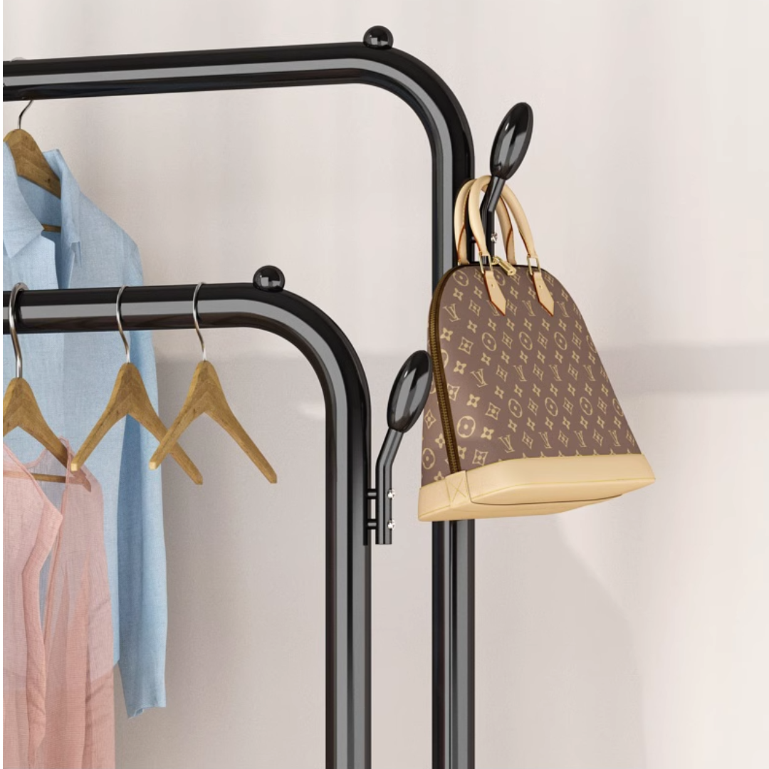 Garment Rack with Wheels - 35Kg Load Capacity Double Rode Hanging Clothes Drying Stand