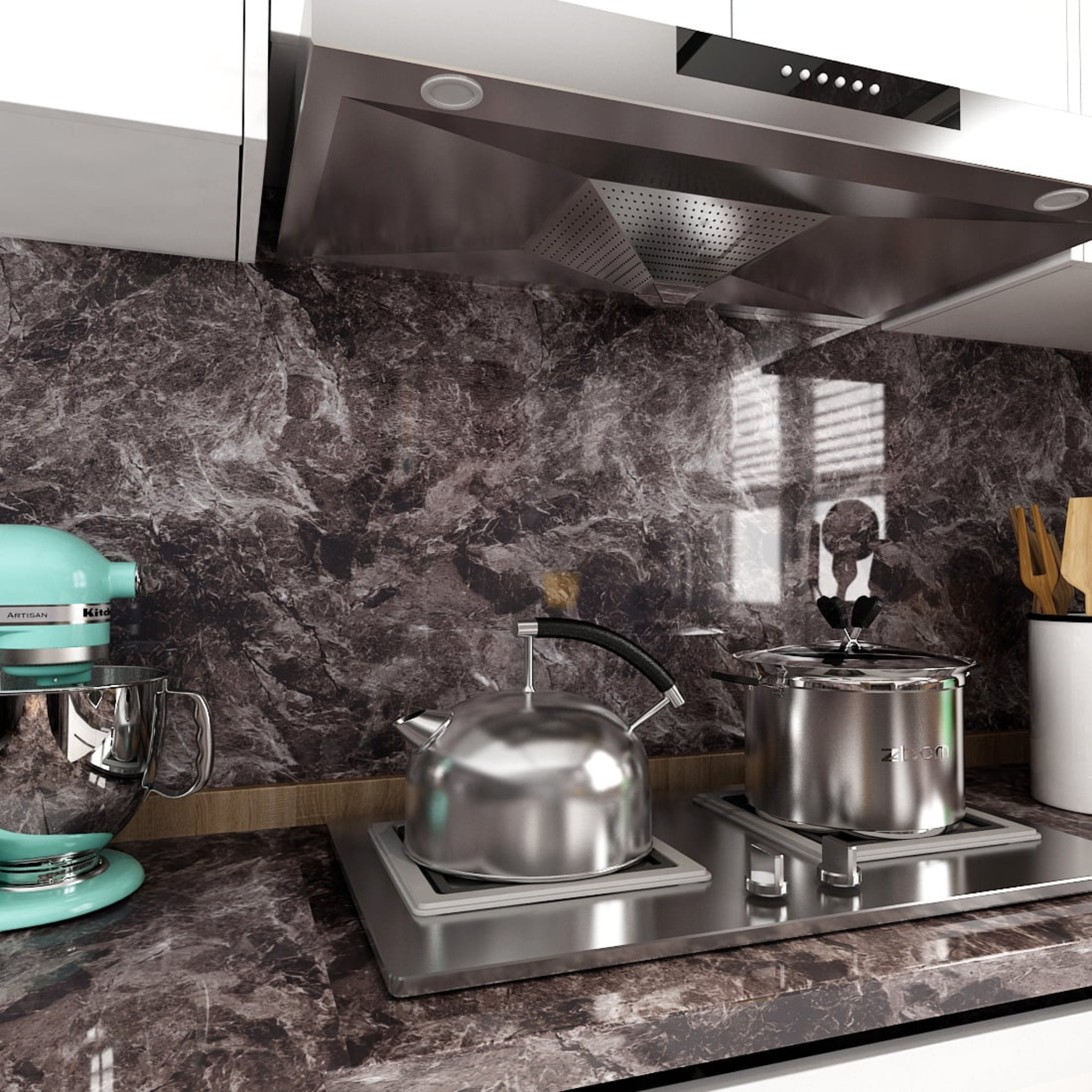 Waterproof Non-slip Self-Adhesive Marble Pattern Wallpaper Sticker for Kitchen, Cupboard & Dining Area