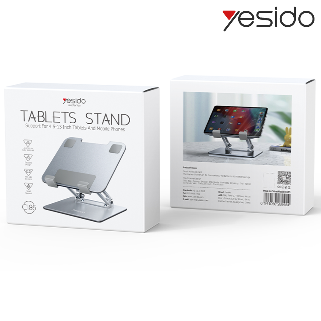 Adjustable Height Foldable Aluminium Alloy Tablet Holder Stand - Yesido C185