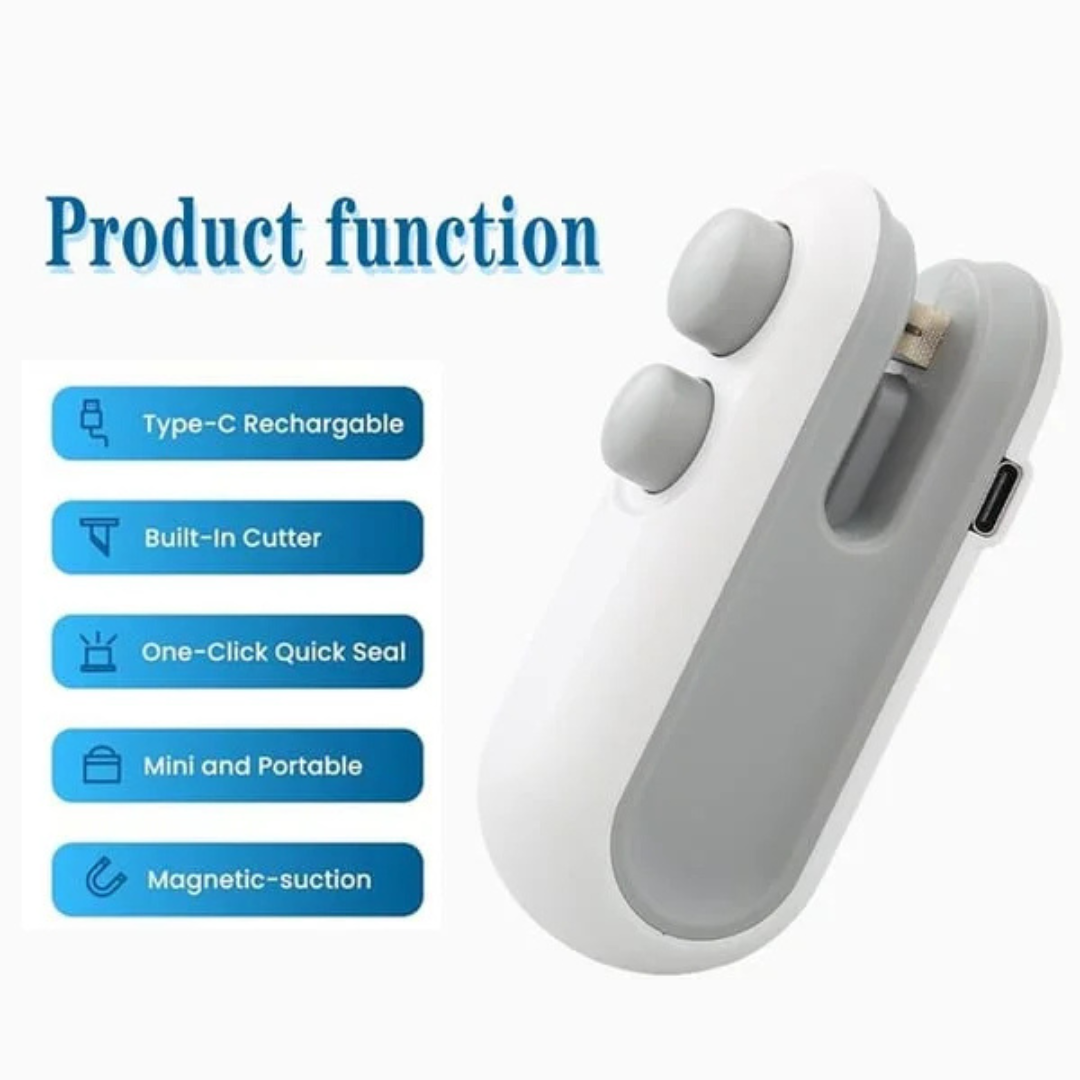 Mini Heat Sealer with Cutter - USB Charging Plastic Bags Sealer and Opener
