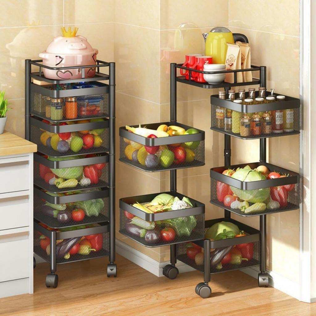 5 Layer Rotating Kitchen Organizer Storage Rack