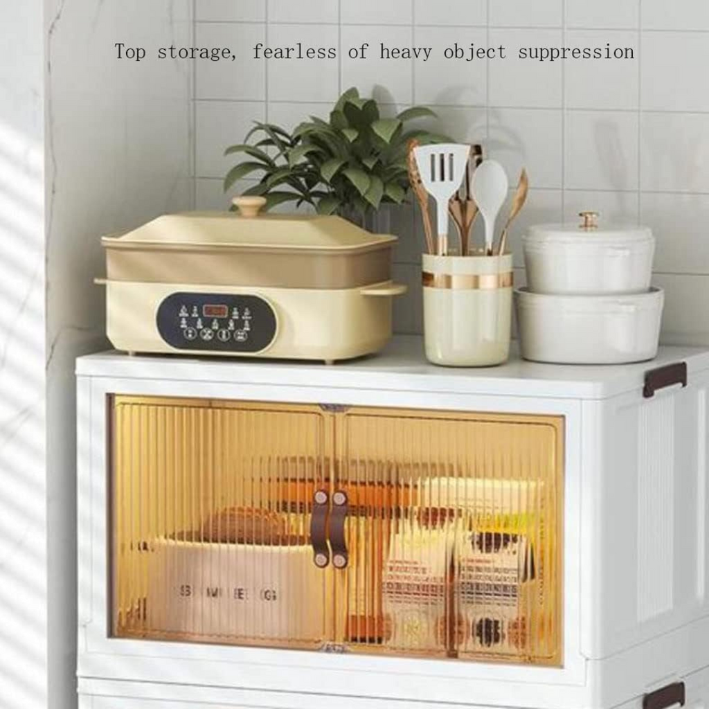 Multi-Layer Stackable Portable Folding Storage Cabinet with Wheels