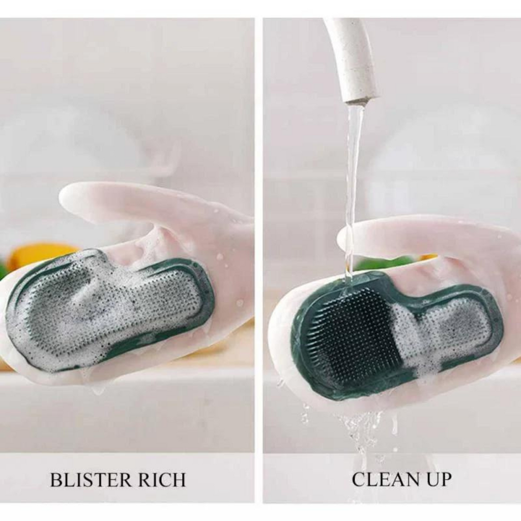1 Pair Multi Purpose Silicone Scrub Gloves - for Kitchen Dish Washing & Household Cleaning
