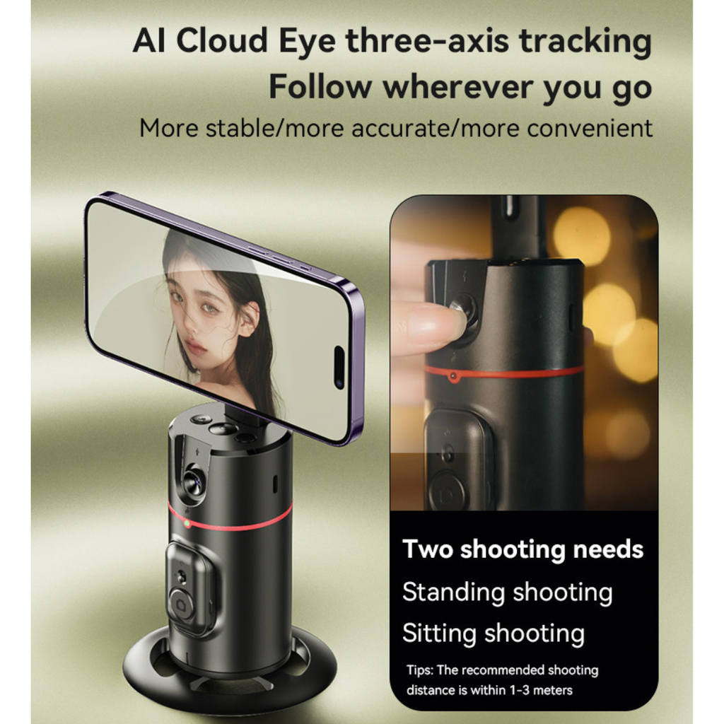 Yesido Mobile Phone Stabilizer Tripod - 360° Wireless Auto Face Tracking Al Cloud Eye Stabilizer