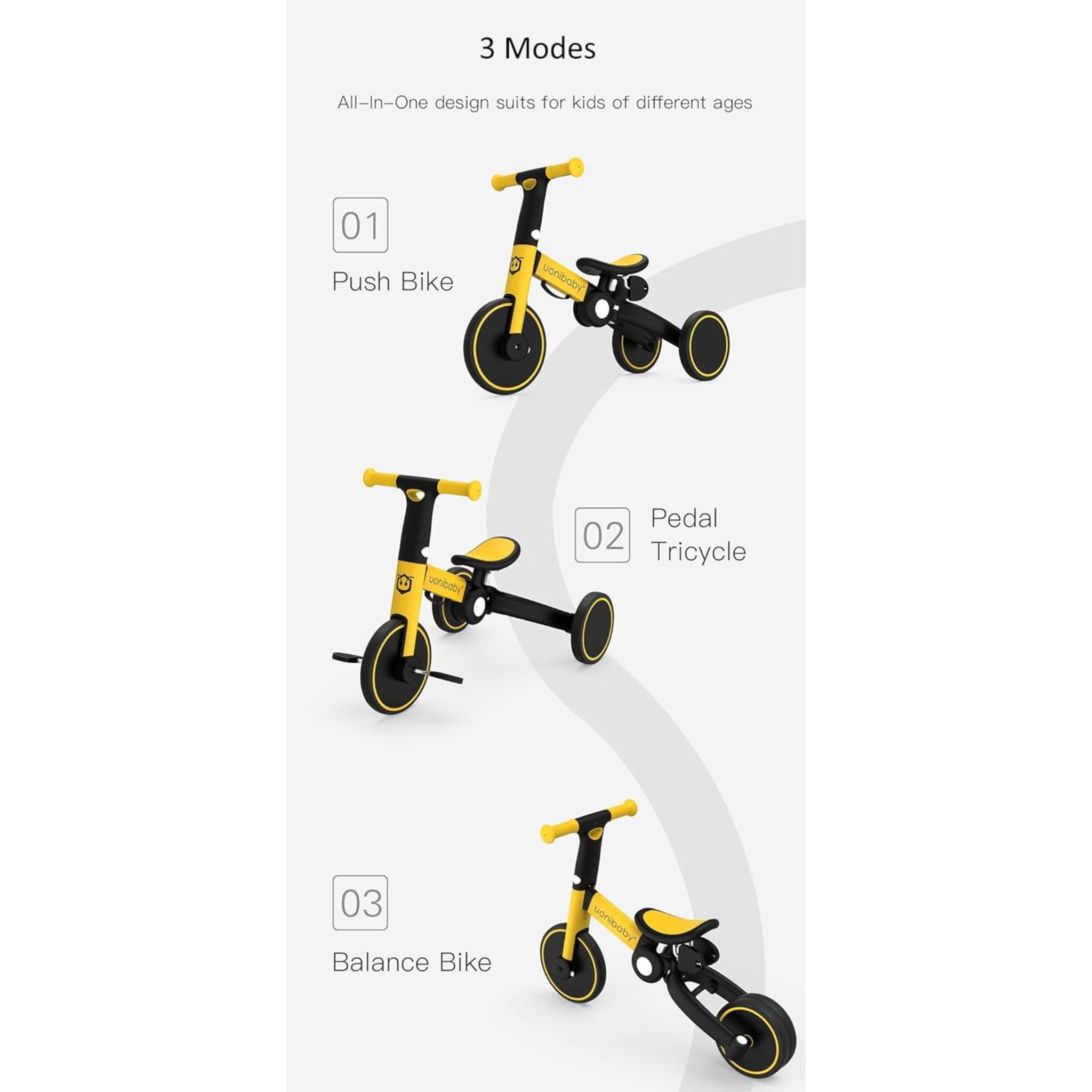 5 IN 1 Folding Tricycle, Balance Bicycle for Kids, Removable Pedal Scooter for Toddlers