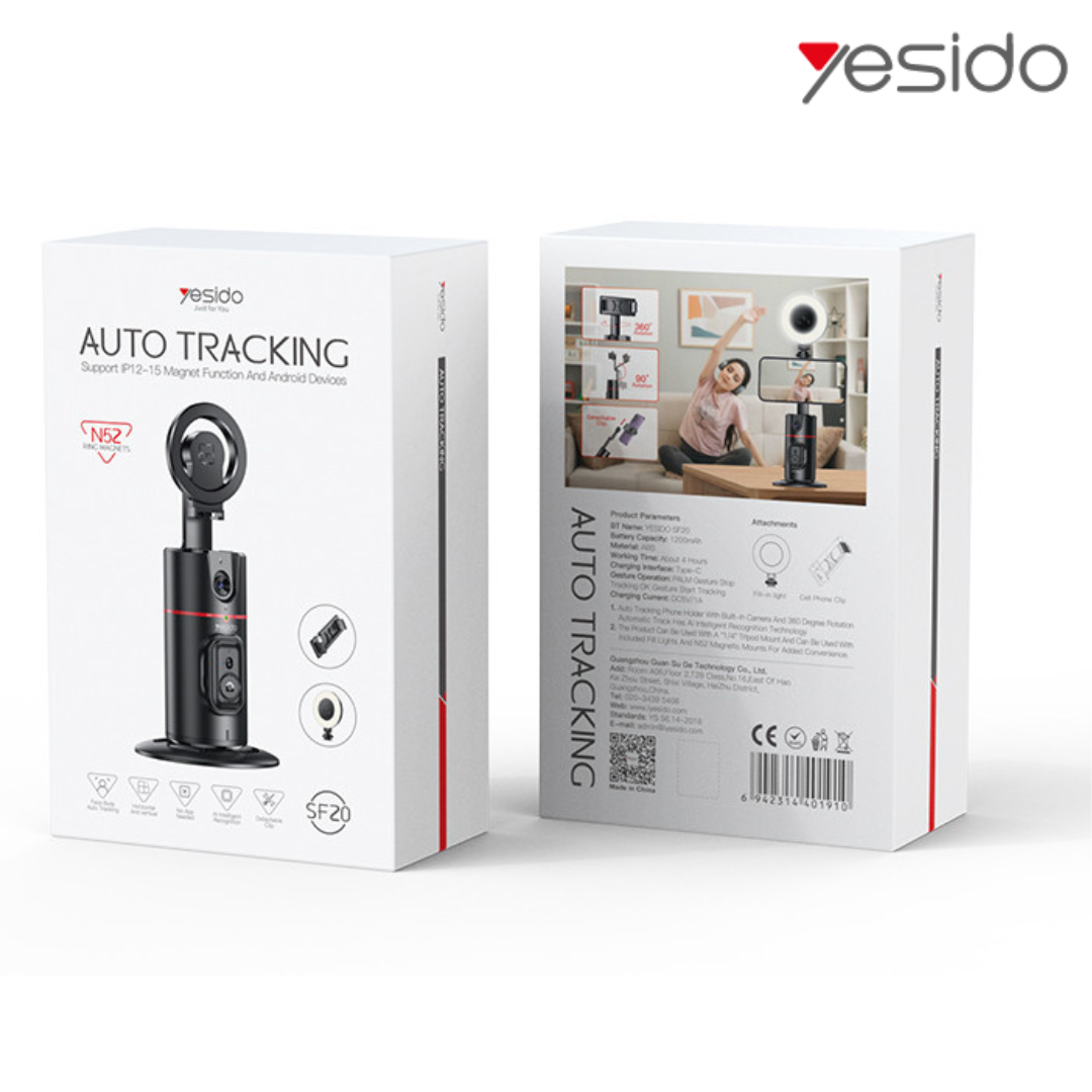 Yesido Mobile Phone Stabilizer Tripod - 360° Wireless Auto Face Tracking Al Cloud Eye Stabilizer