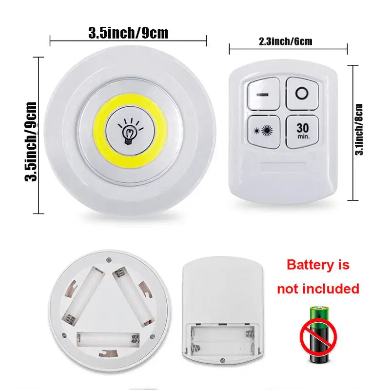 3 Pcs/Set Dimmable Under Cabinet LED Lights with Remote Control