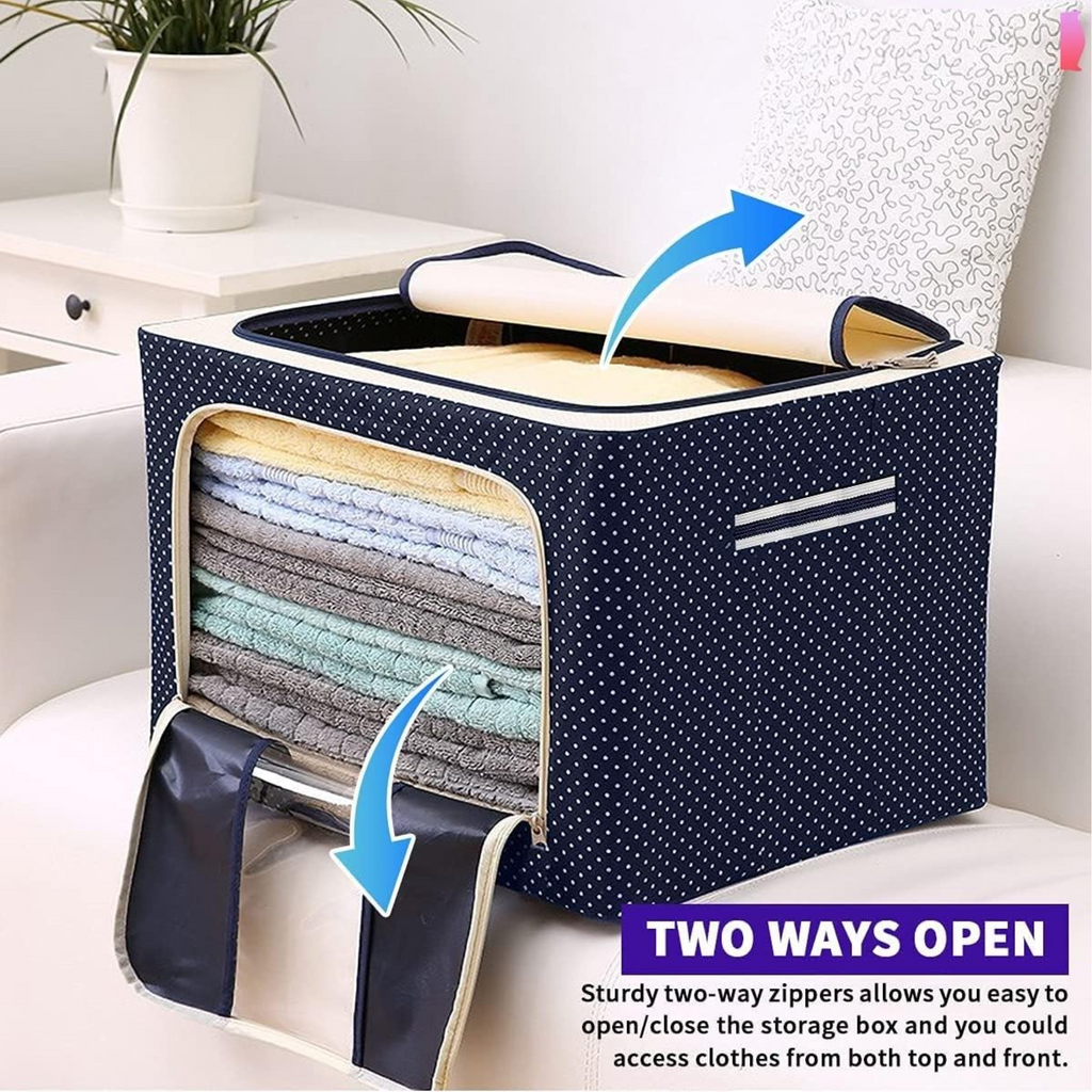66L Wardrobe Clothes Storage Organizer Box with Steel Frame