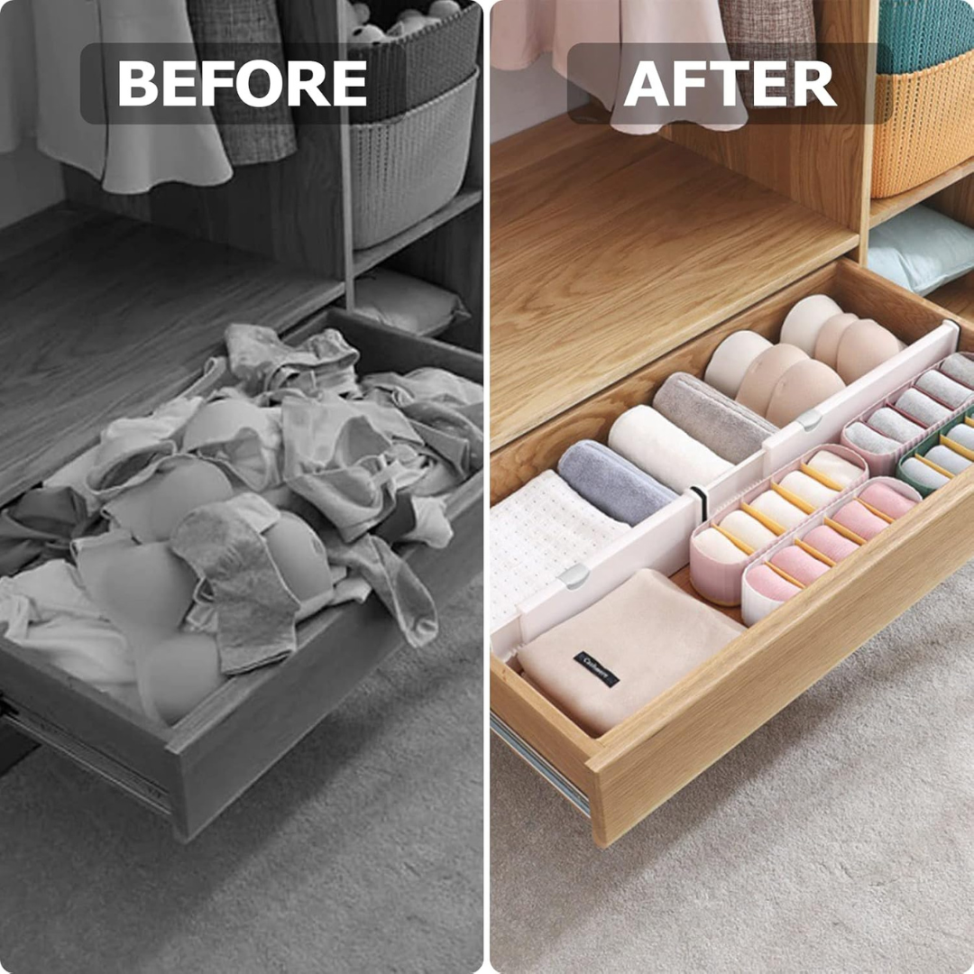Adjustable Expandable Drawer Divider, Shelf Partition Separator Organizer