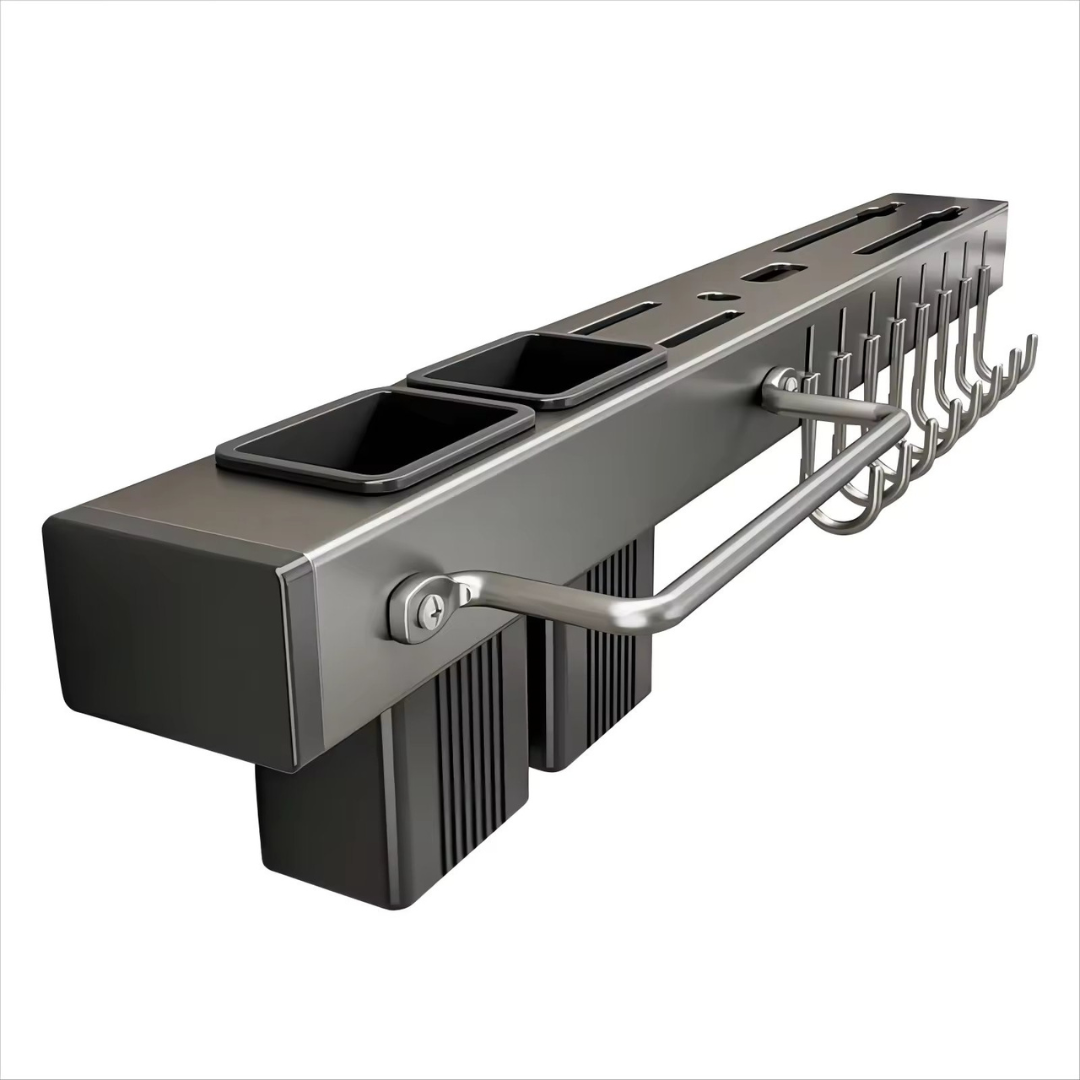 Metal Knife Chopsticks Storage Holder, Spoon Fork Spatula Organizer with Hooks And Towel Rack
