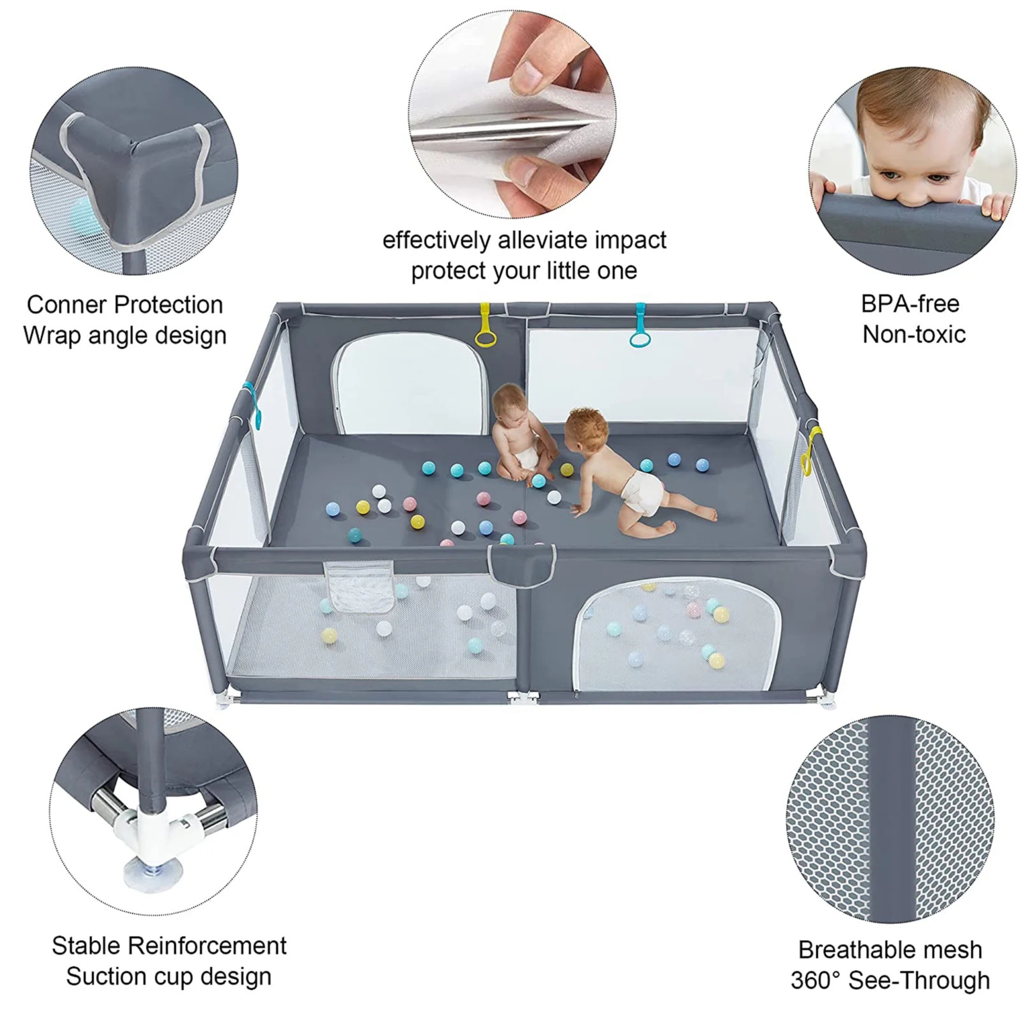 Baby Playpen 180x150 CM with Ocean Balls