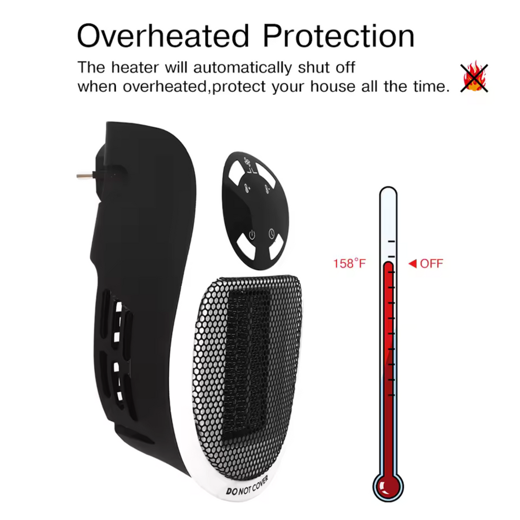 500W Portable Electric Mini Heater with Timer & Over Heating Protection