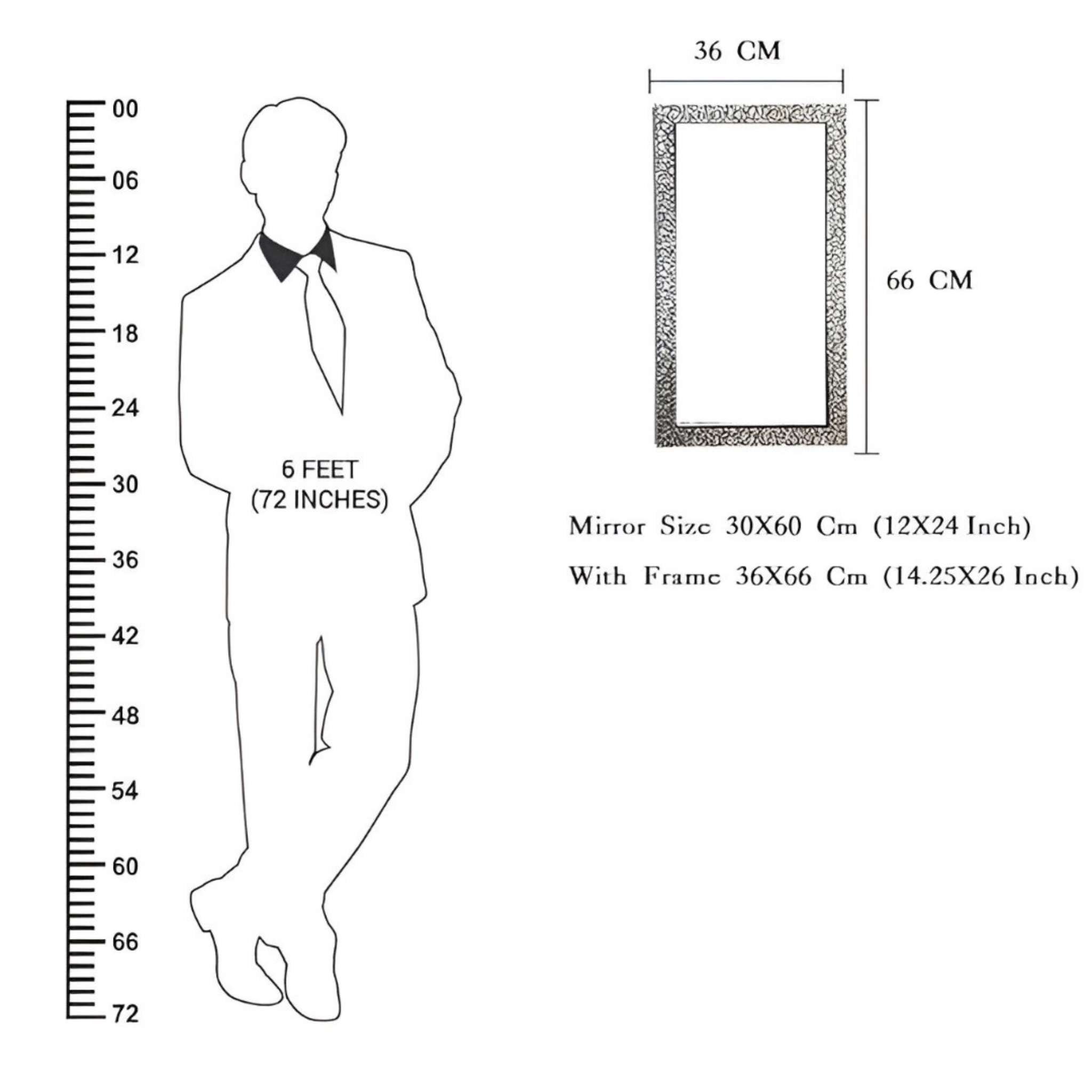 Wall Mirror 36 x 66 CM