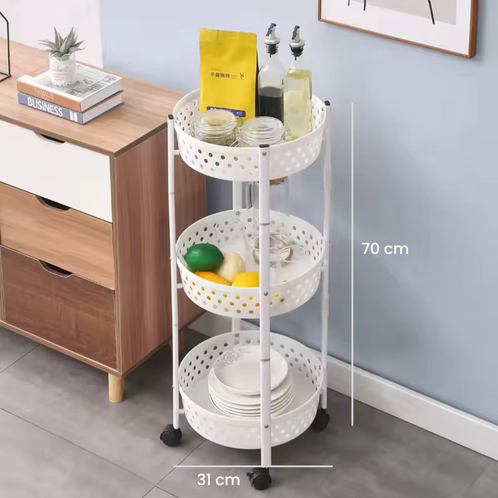 3 Layer Kitchen Trolley Rack - Kitchen Storage Shelf with Wheels