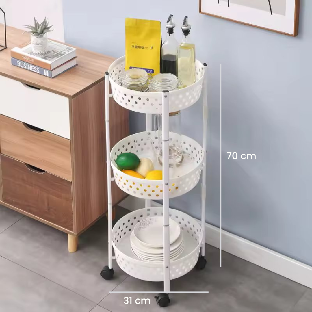 3 Layer Kitchen Trolley Rack - Kitchen Storage Shelf with Wheels