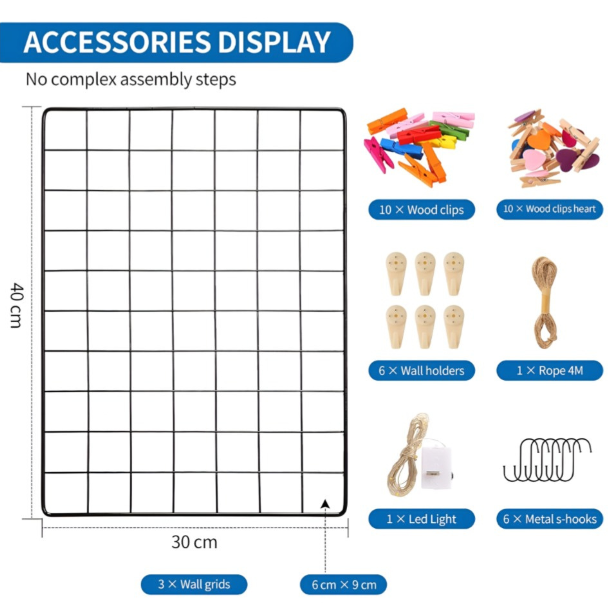 DIY Wire Wall Grid Panel, Hanging Wall Decor Collage Memo Pin Board