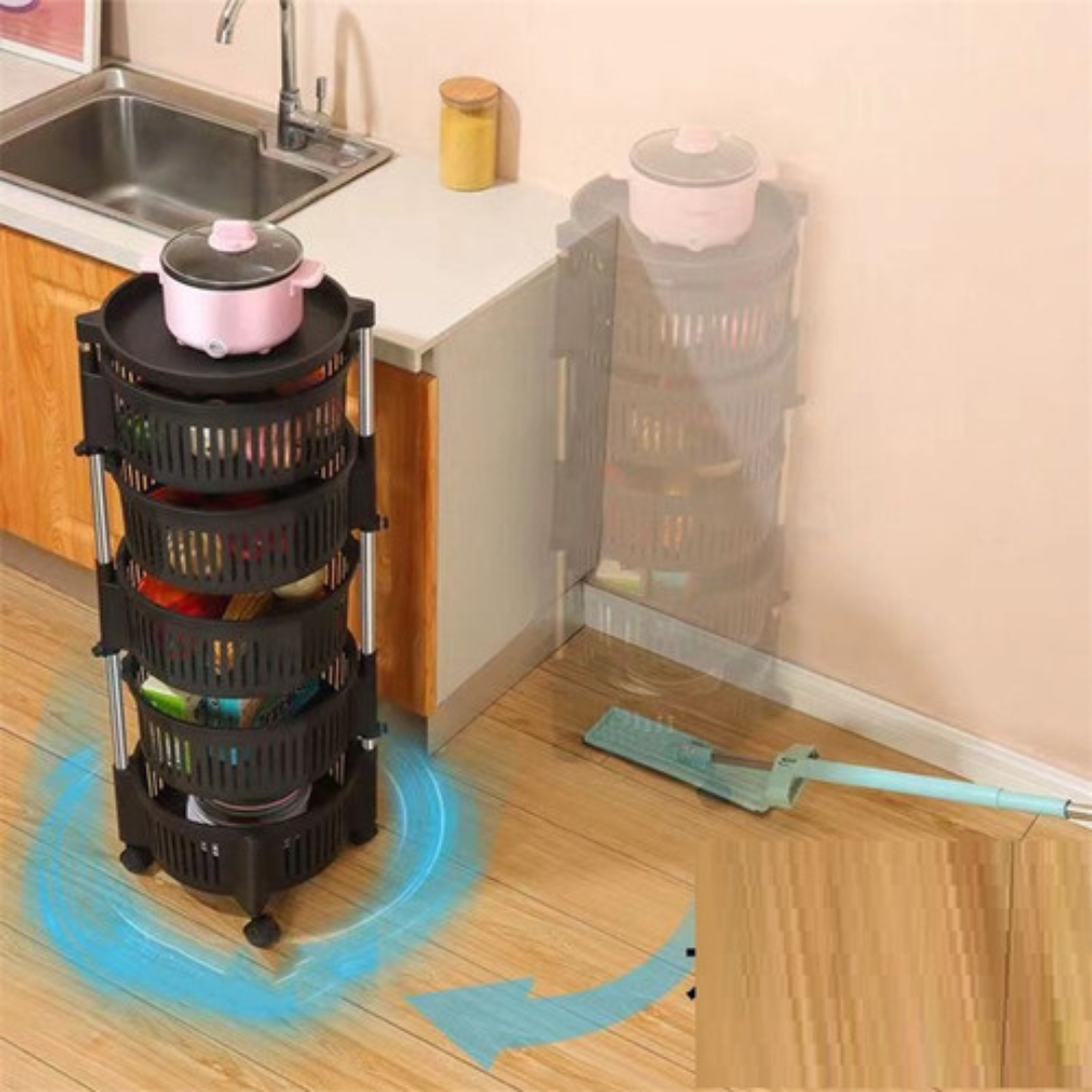 360° Rotating Kitchen Storage Rack, 5 Layer Organizer Shelf