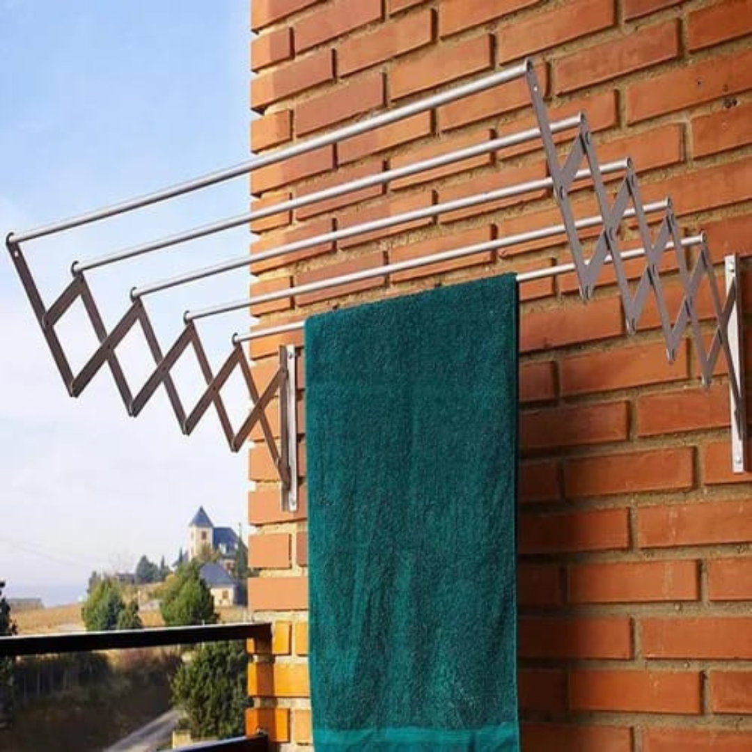 Wall Mounted Foldable Clothes Drying Rack - Extendable Laundry Hanger