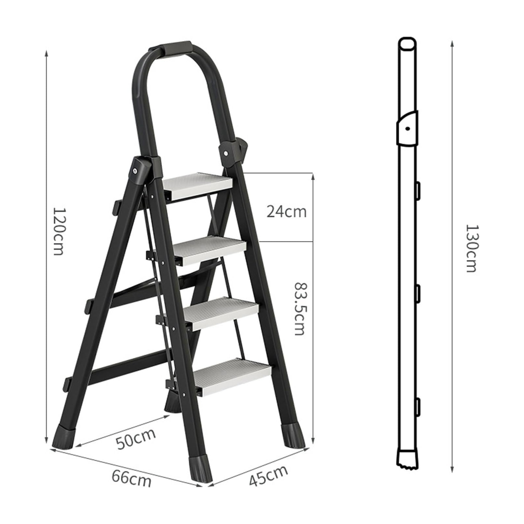 Portable Folding Household Step Ladder with Wide Anti-slip Pedal and Handle Bar
