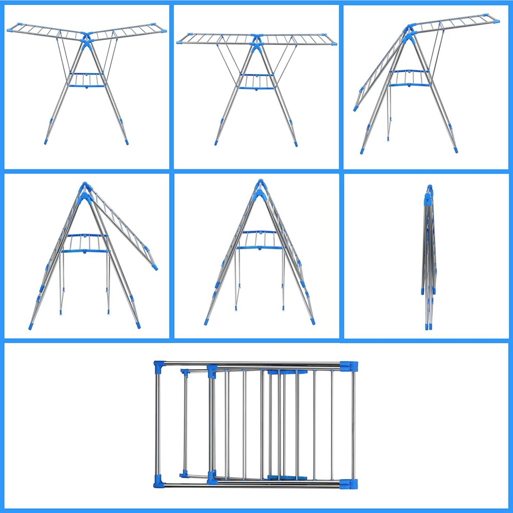 Stainless Steel Folding Clothes Drying Rack, Collapsible Outdoor Clothes Airer