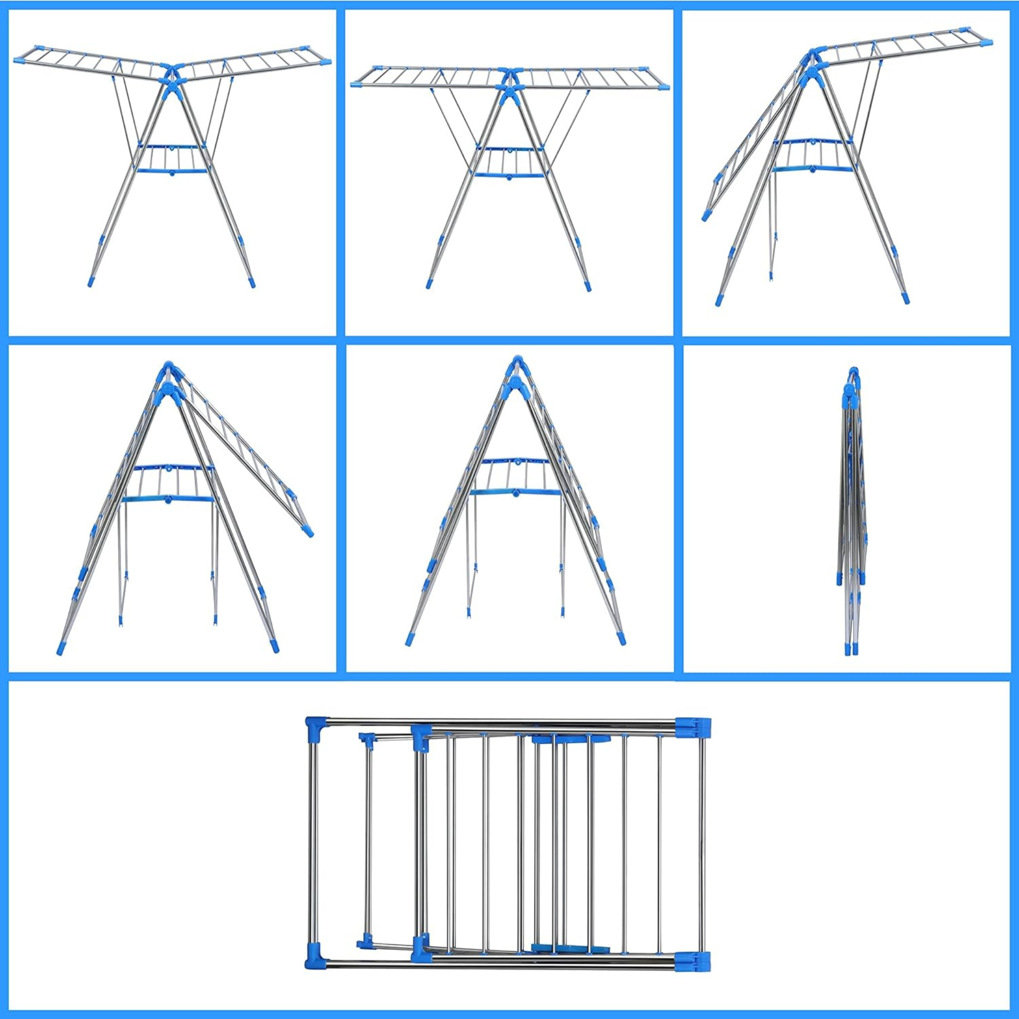 Stainless Steel Folding Clothes Drying Rack, Collapsible Outdoor Clothes Airer