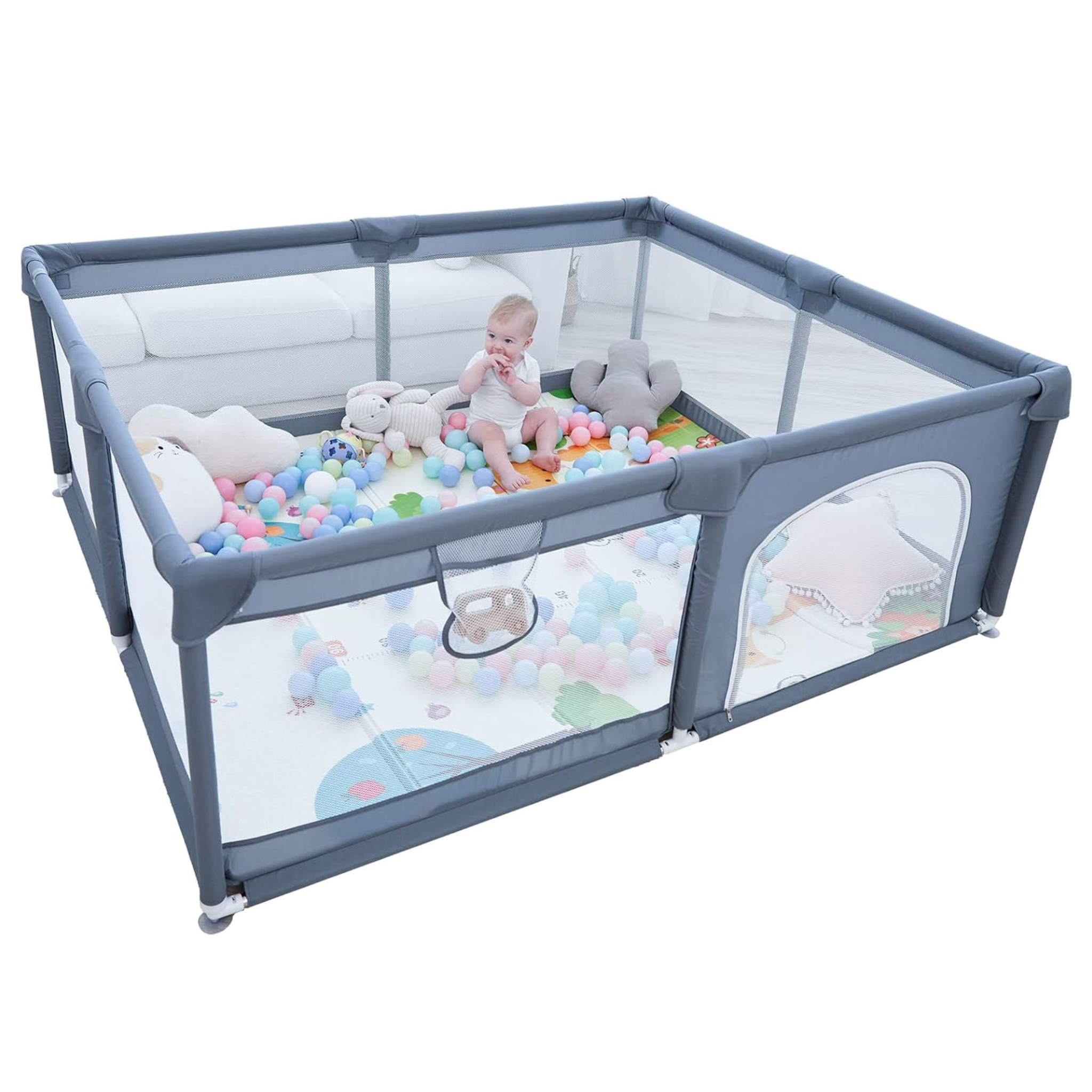 Large Playpen for Baby and Toddlers | Dark Grey | Without Balls