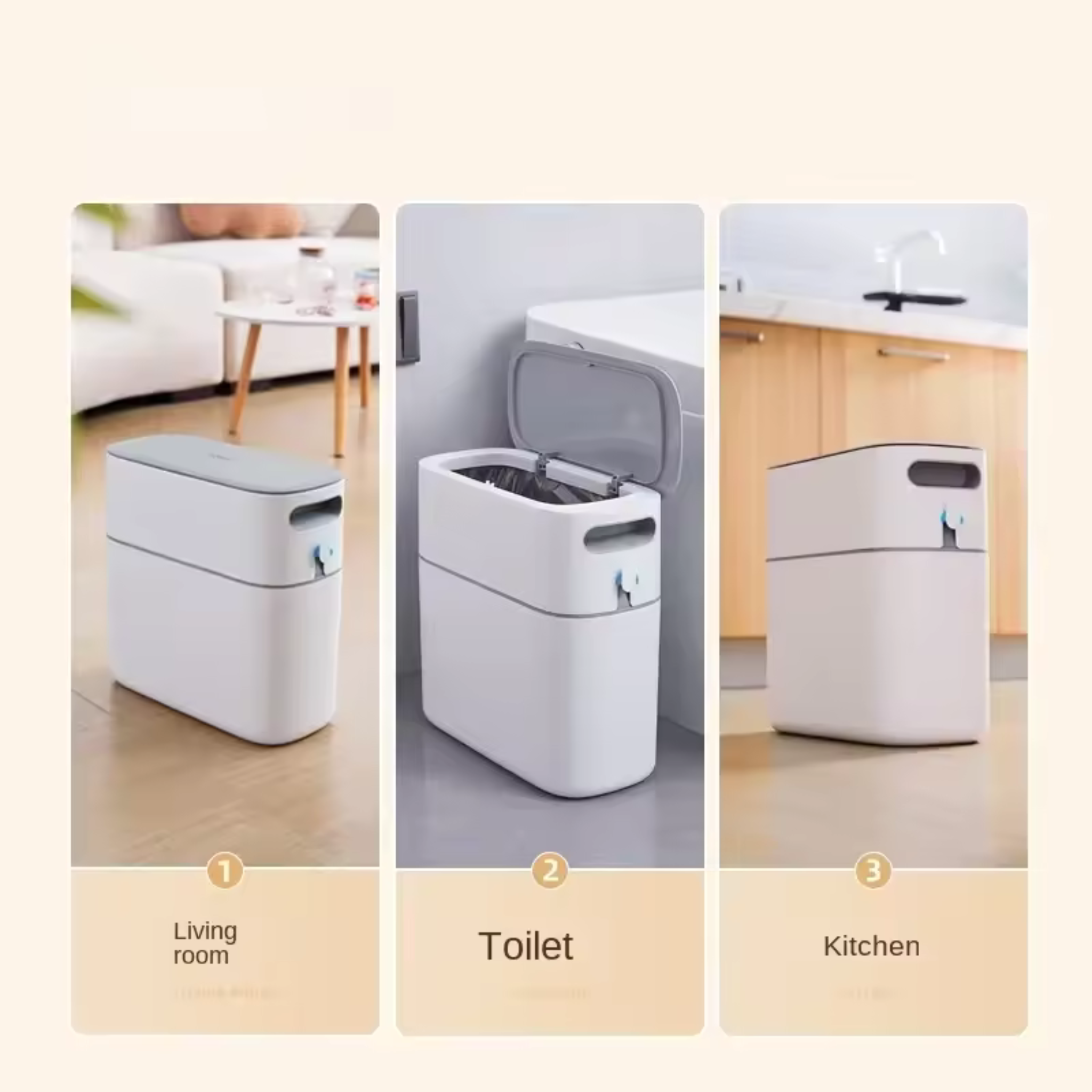 Ecoco Narrow Space Press-type Trash Can, Household Garbage Waste Bin