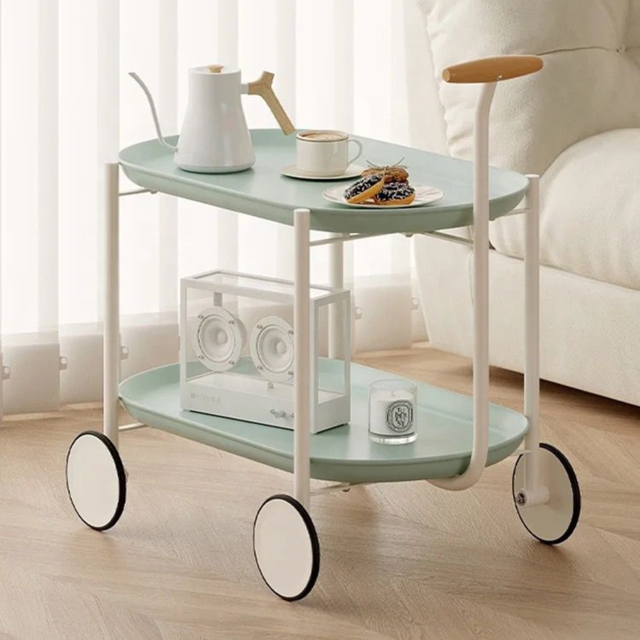 2 Tier Utility Storage Coffee & Tea Serving Trolley Cart Table