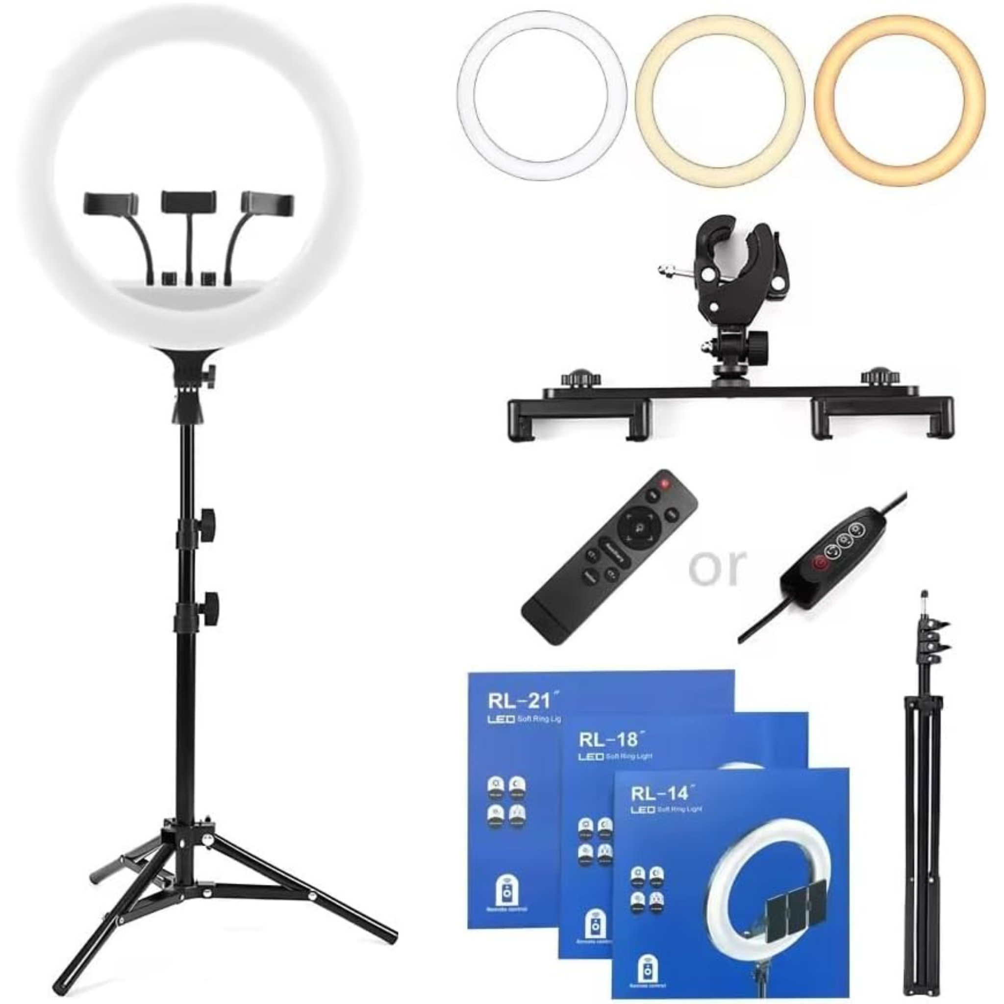 Selfie Ring Light with Light Stand, Color Filter, Phone Holder for Interview, Self Video Shooting