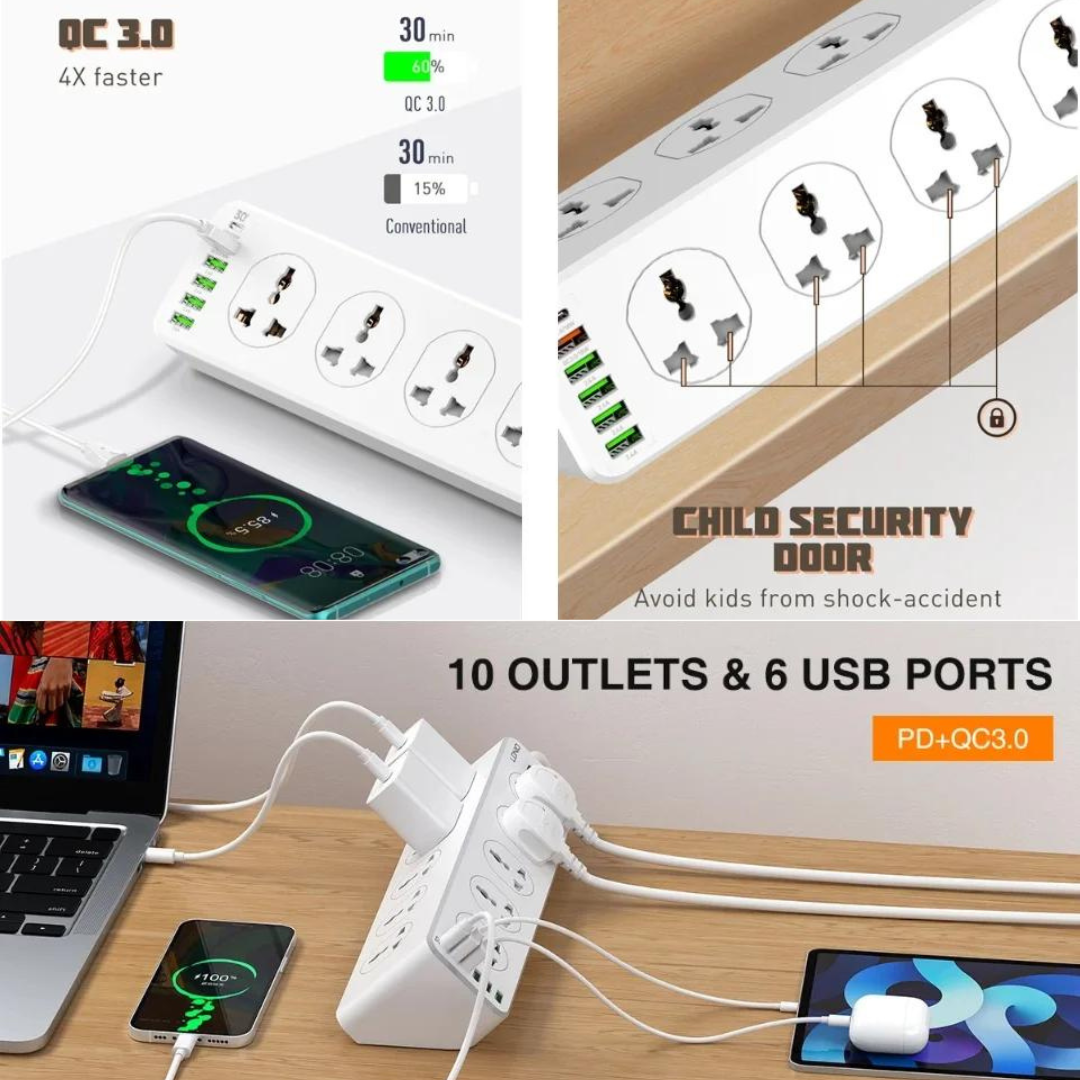Extension Cable - LDNIO Power Strip SC10610 30W PD Port