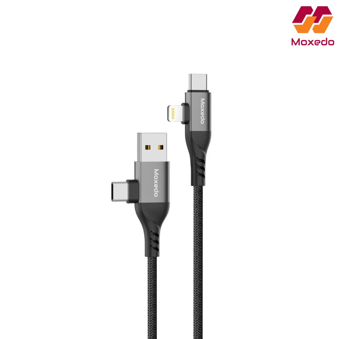 Moxedo 60W 4 IN 1 Multi Charging Cable with USB Type A, Type C & Lightning Connectors