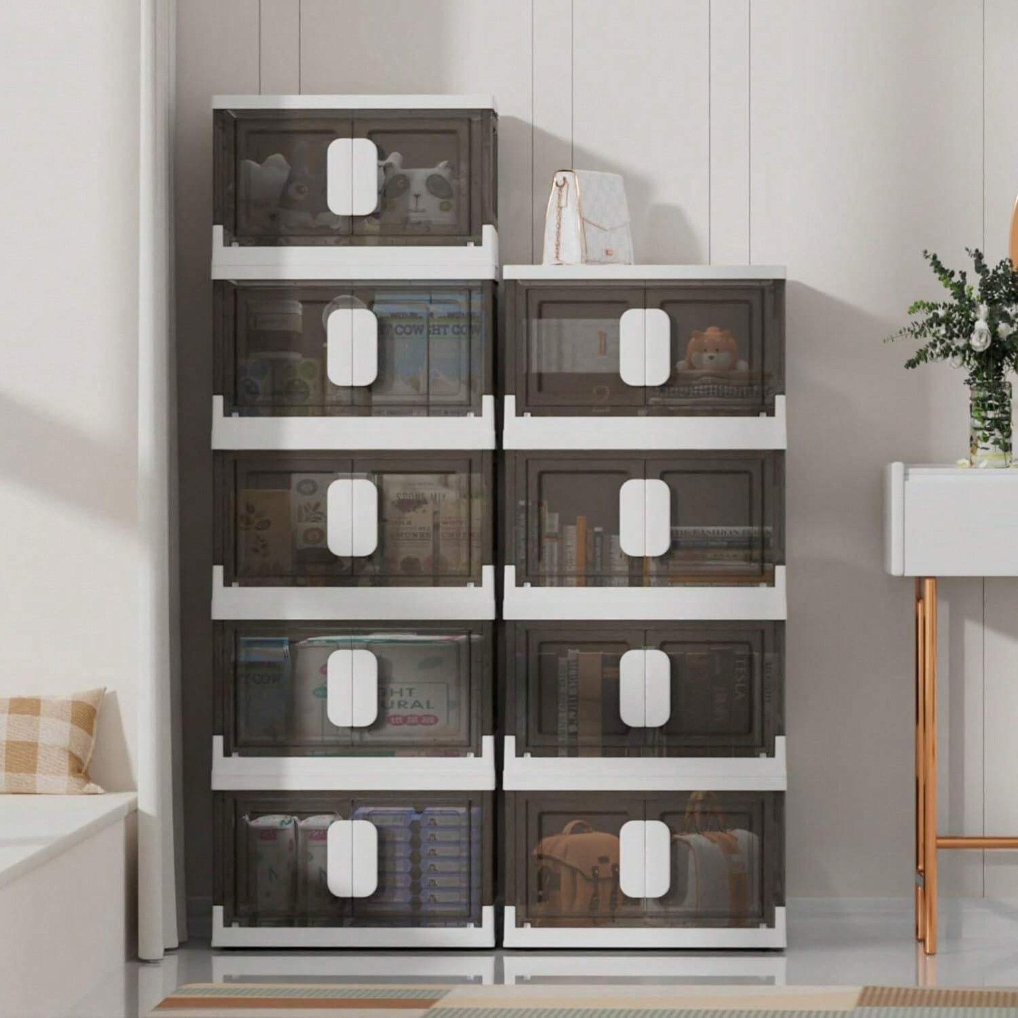 3 Layer Stackable Storage Cabinet with Wheels