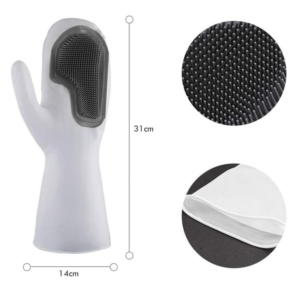 1 Pair Multi Purpose Silicone Scrub Gloves - for Kitchen Dish Washing & Household Cleaning