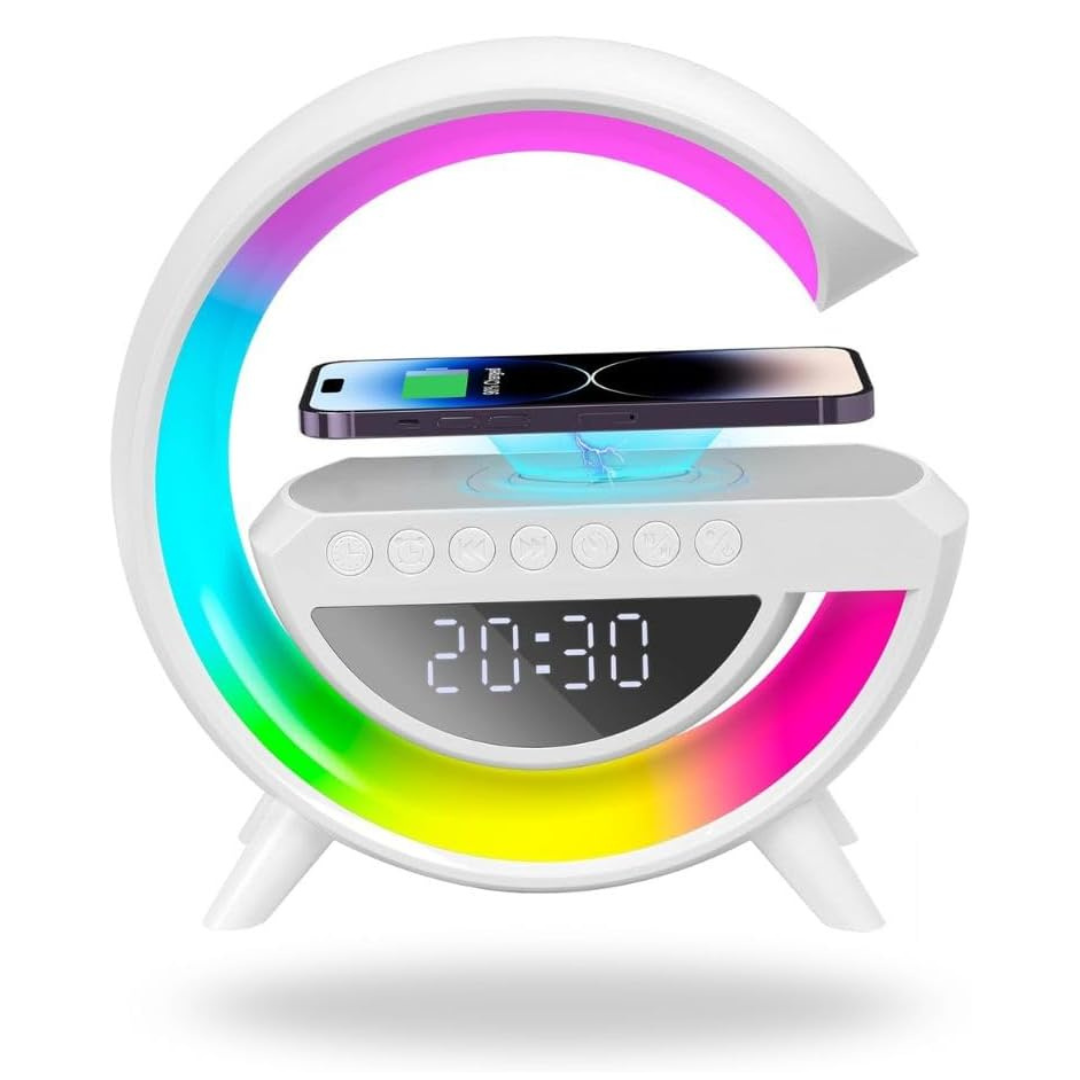 Wireless Charger Speaker with Ambient Light LED Display Clock