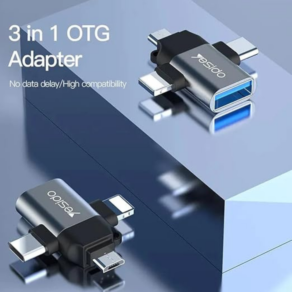 Yesido GS15 3 IN 1 USB To USB Type C Micro Lightning OTG Adapter