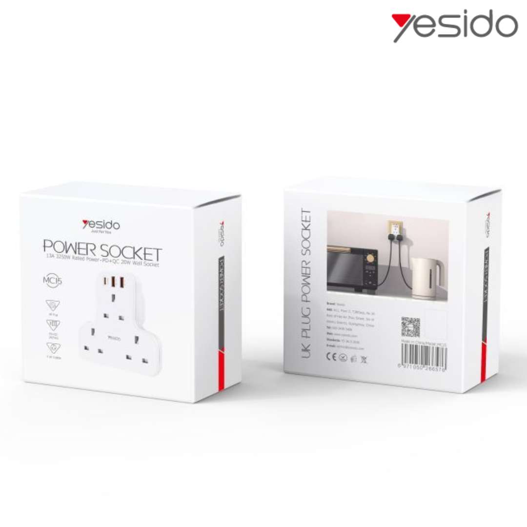 Smart Power Socket Hub with USB PD QC Fast Charging - Yesido MC15