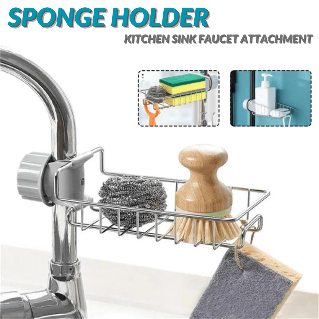 Sponge Holder Rack, Kitchen Sink Faucet Attachment
