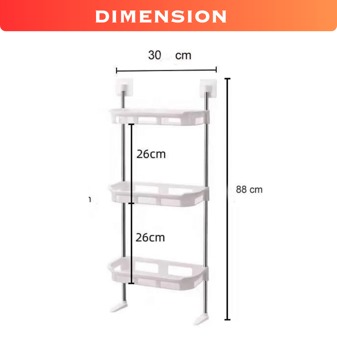 3 Layer Wall Mounted Toilet Tank Top Storage Organizer Shelf