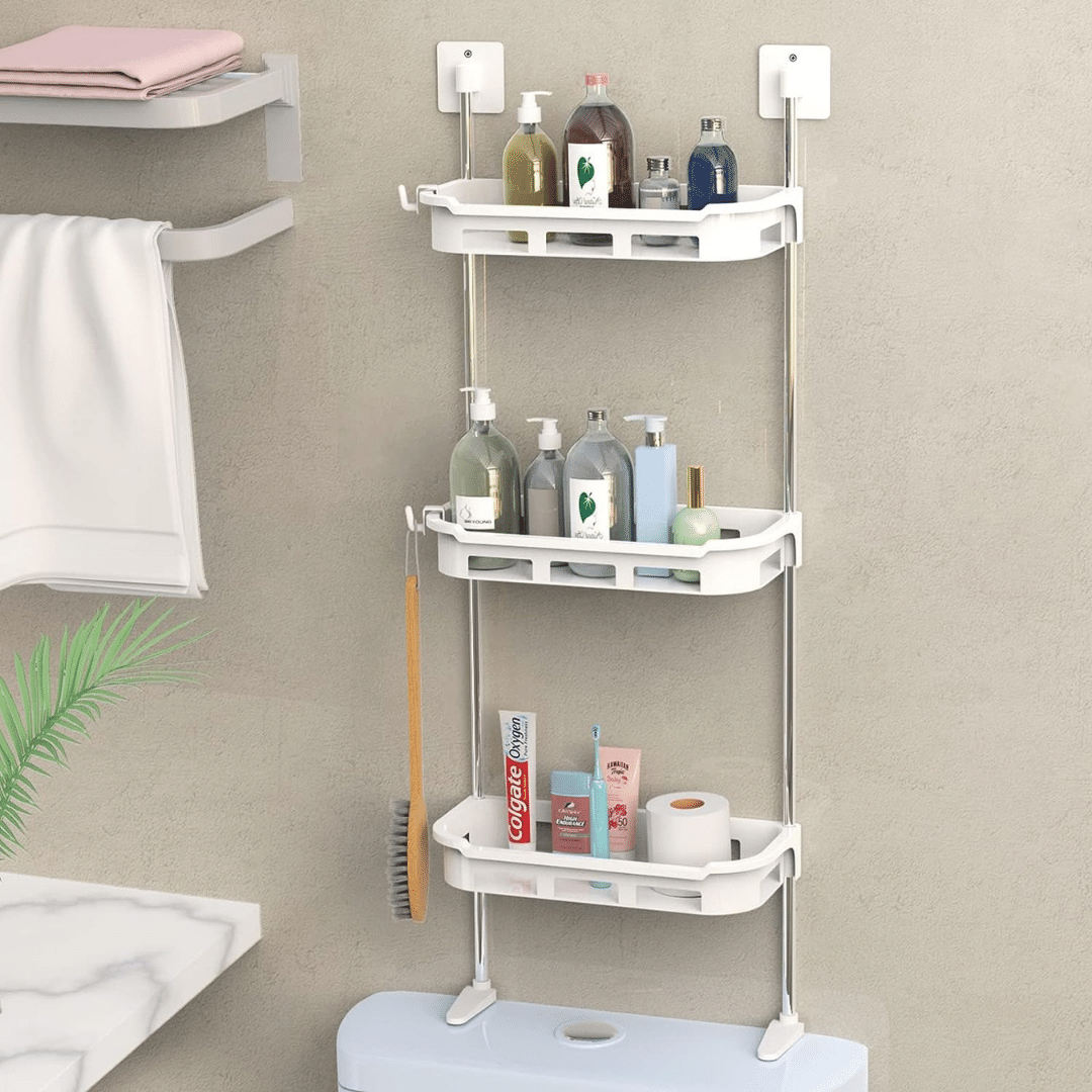 3 Layer Wall Mounted Toilet Tank Top Storage Organizer Shelf