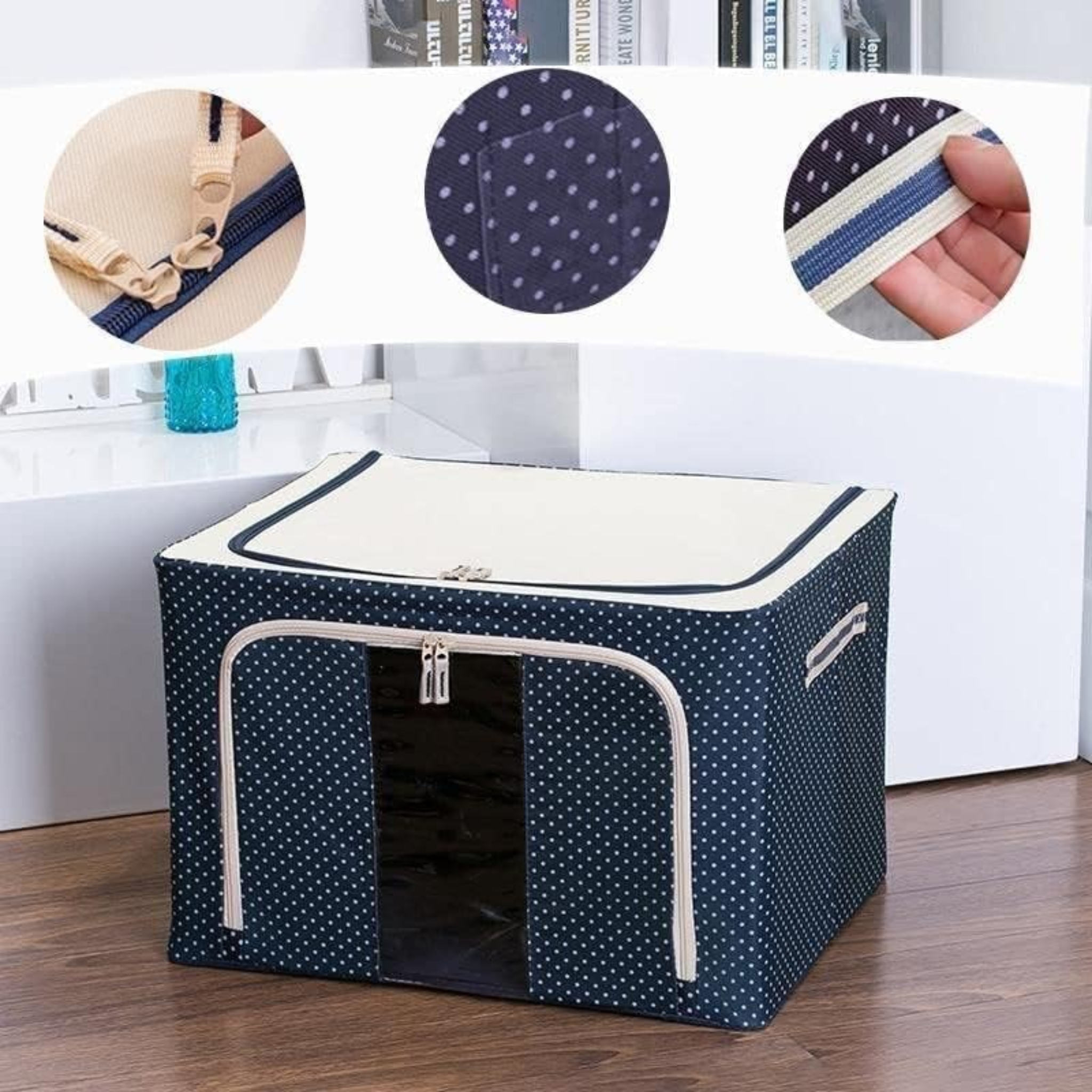 66L Wardrobe Clothes Storage Organizer Box with Steel Frame