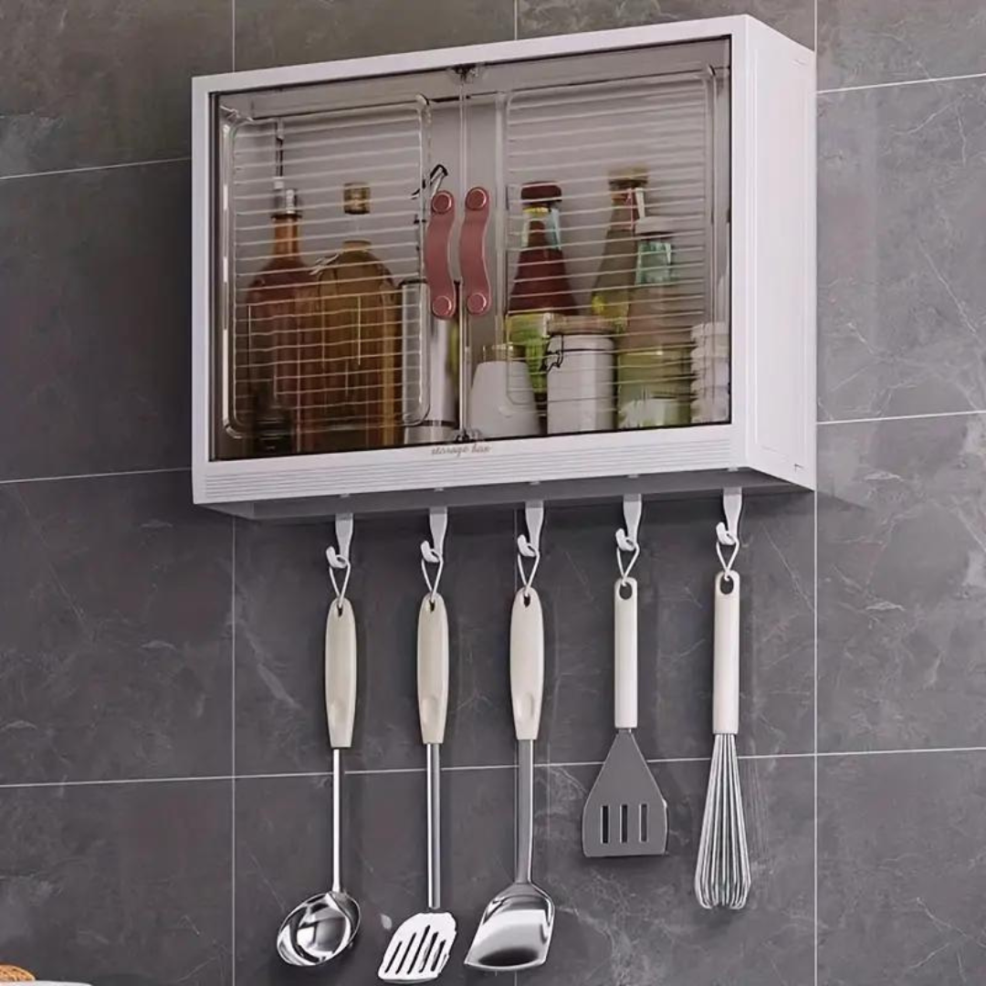 Wall Mounted Organizer Cabinet - Multi-functional Punch Free Storage Rack